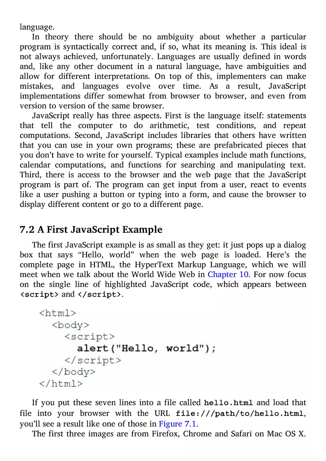 7.2 A First JavaScript Example