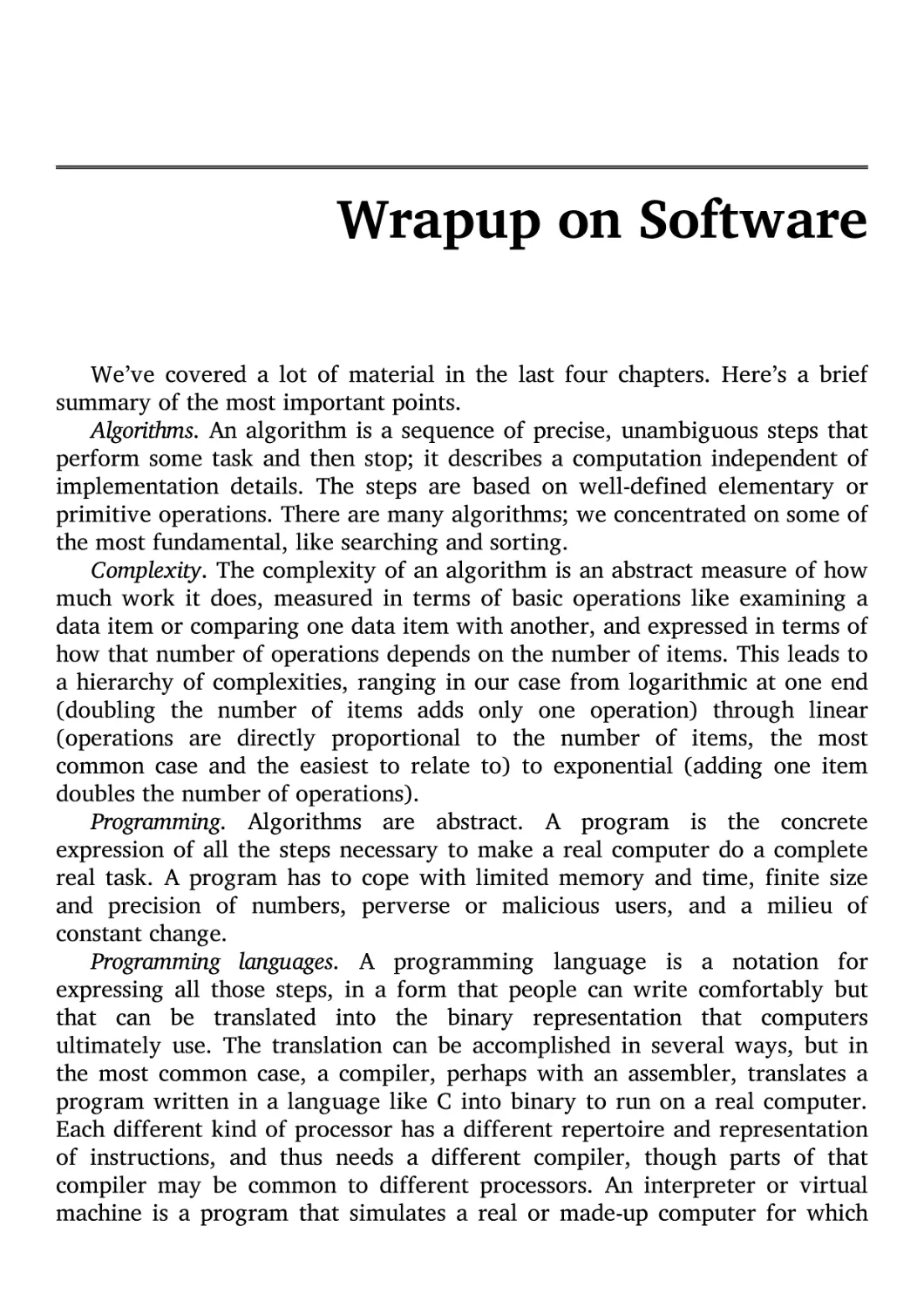 Wrapup on Software