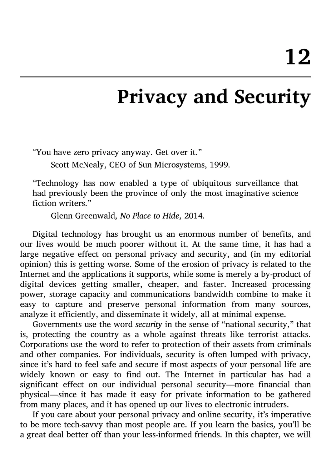 12. Privacy and Security