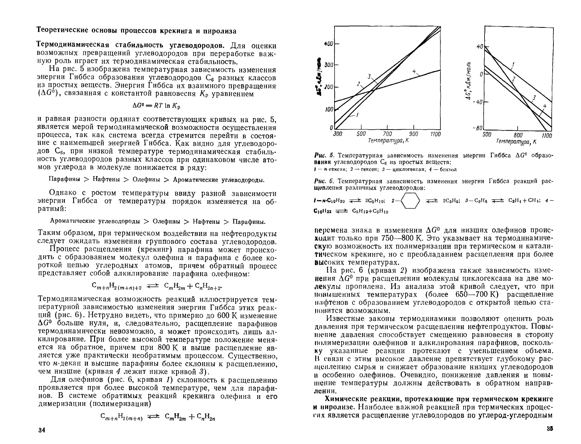 Теоретические основы процессов крекинга и пиролиза
Химические реакции, протекающие при термическом крекинге и пиролизе