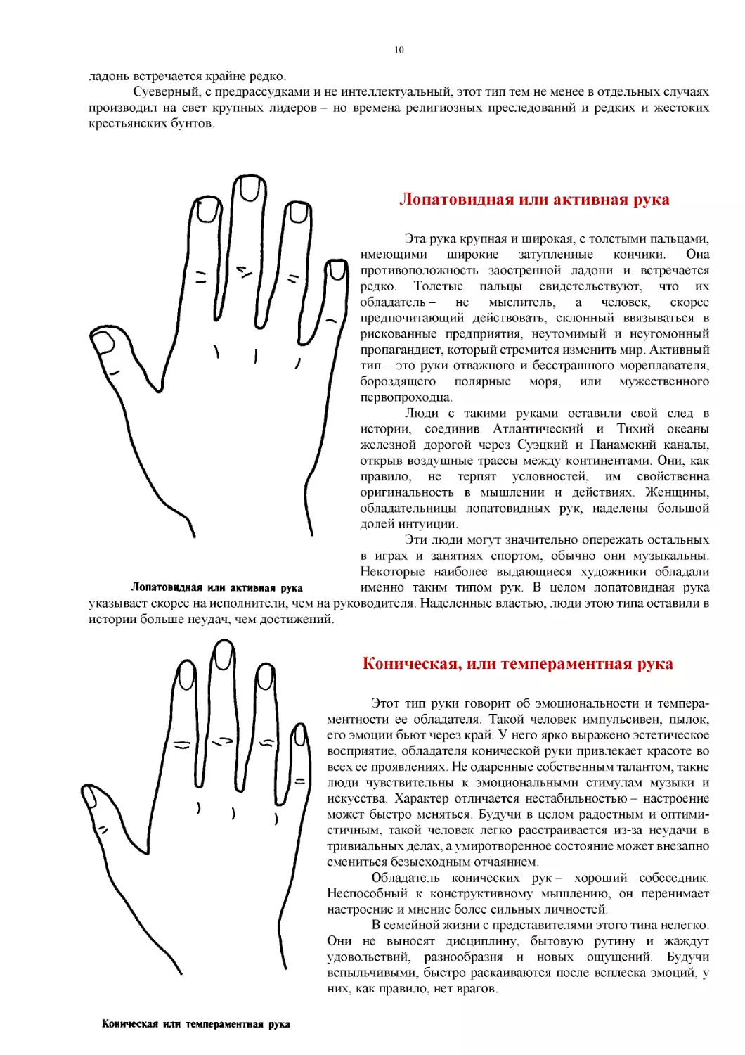 ﻿Лопатовидная или активная рук
﻿Коническая, или темпераментная рук