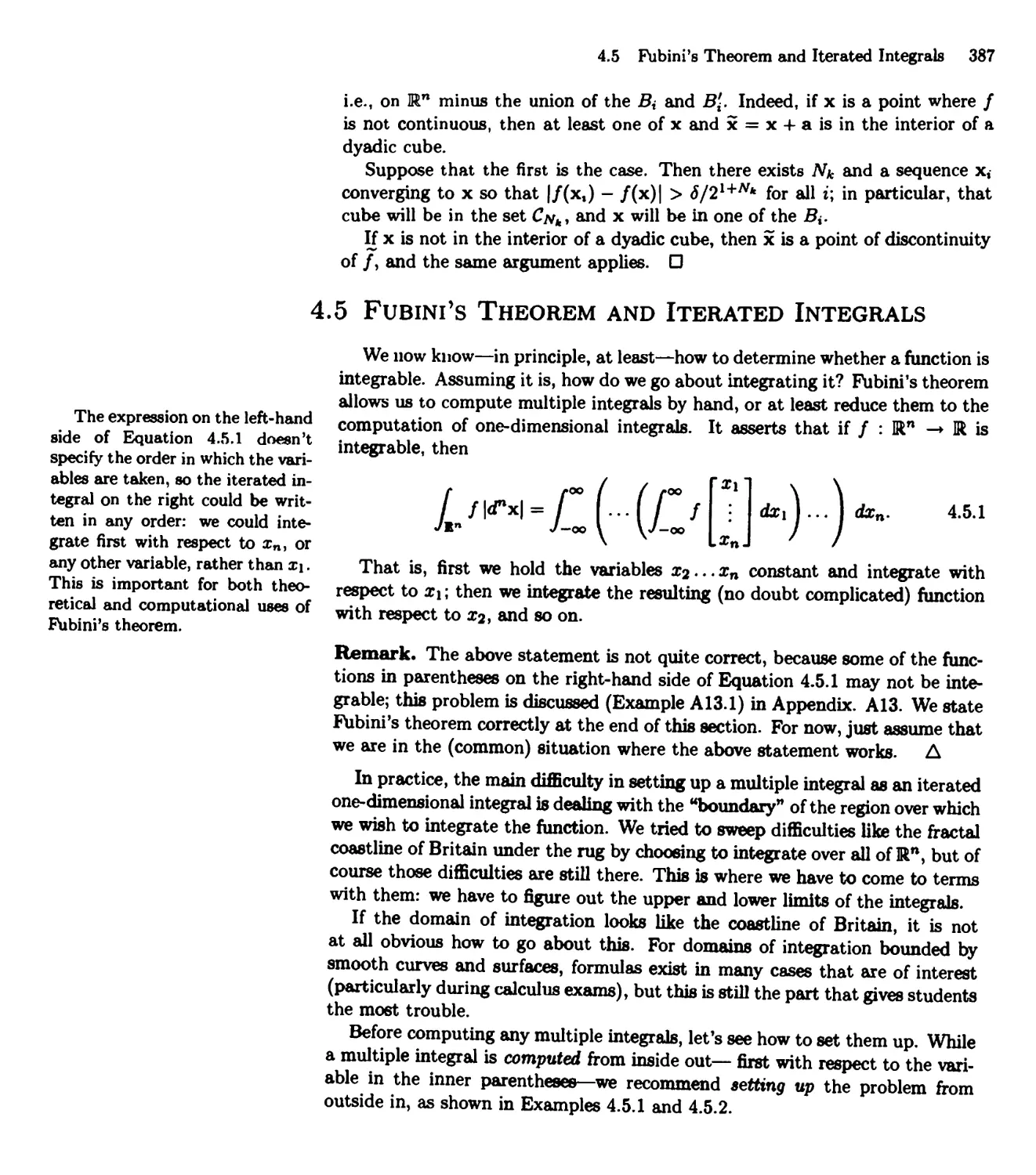 4.5 Fubini's Theorem and Iterated Integrals