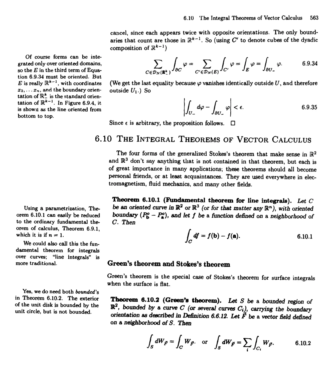 6.10 The Integral Theorems of Vector Calculus