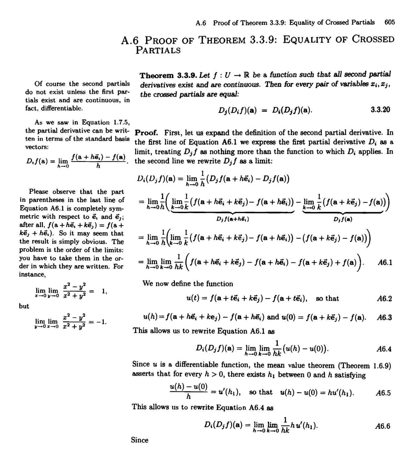 A.6 Proof of Theorem 3.3.9: Equality of Crossed Partials