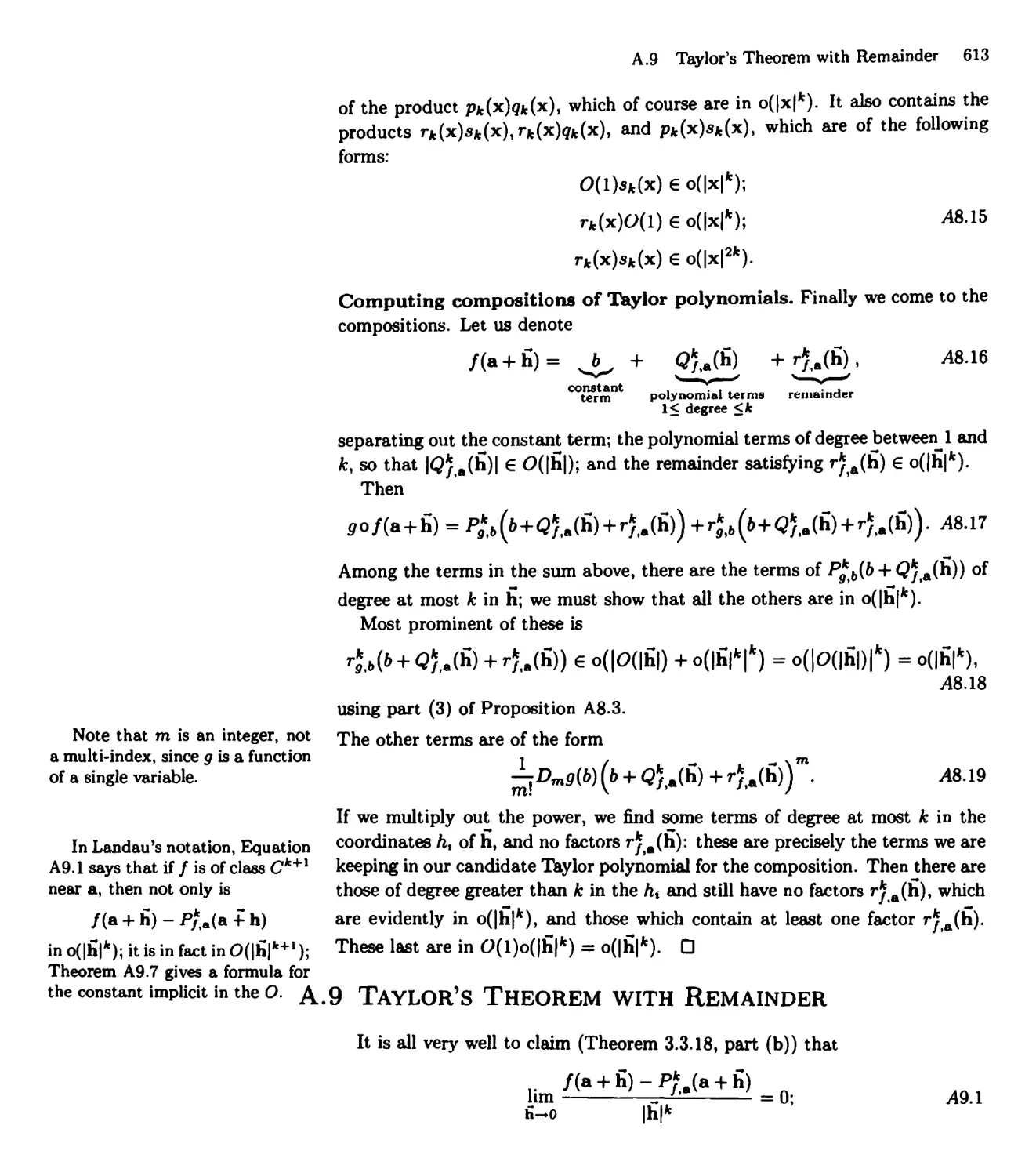 A.9 Taylor's Theorem with Remainder