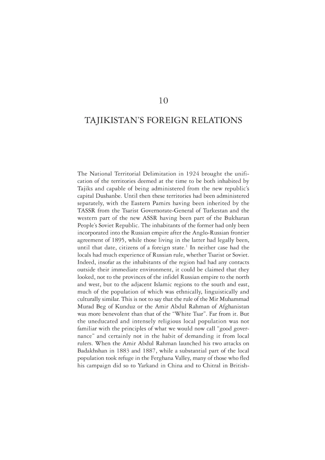 10. Tajikistan's Foreign Relations