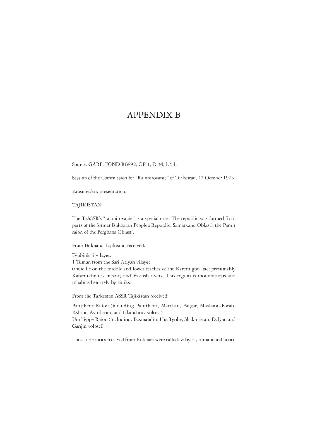 Appendix B