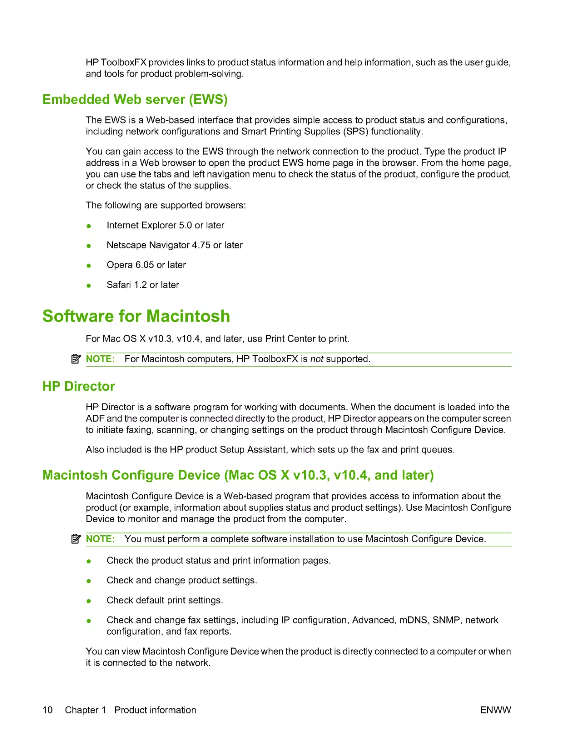 Software for Macintosh