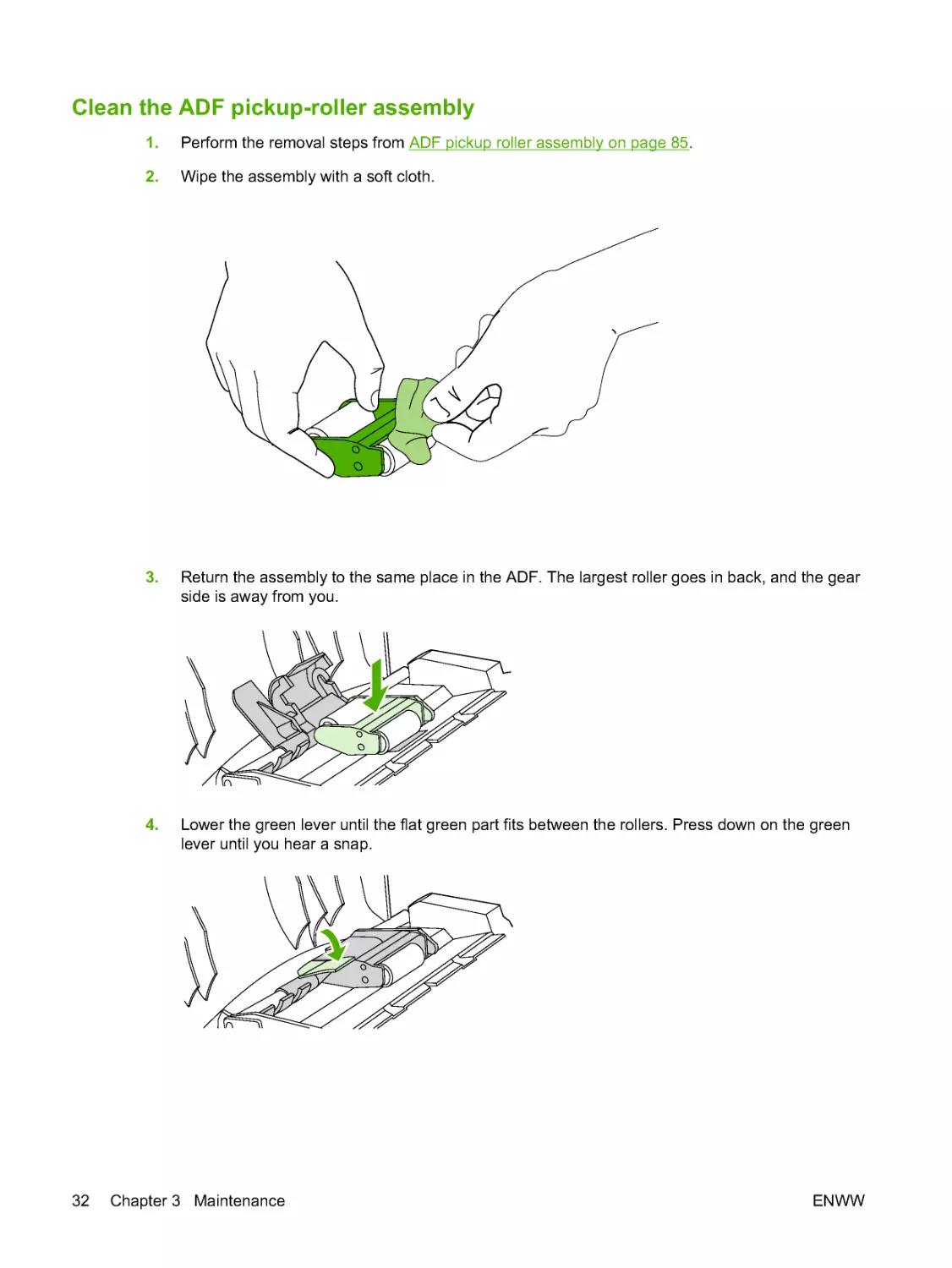 Clean the ADF pickup-roller assembly