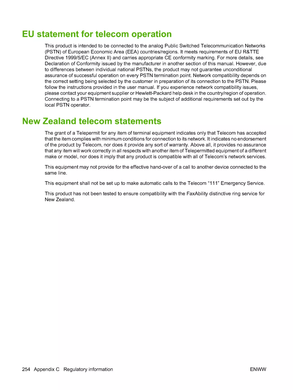 EU statement for telecom operation
New Zealand telecom statements