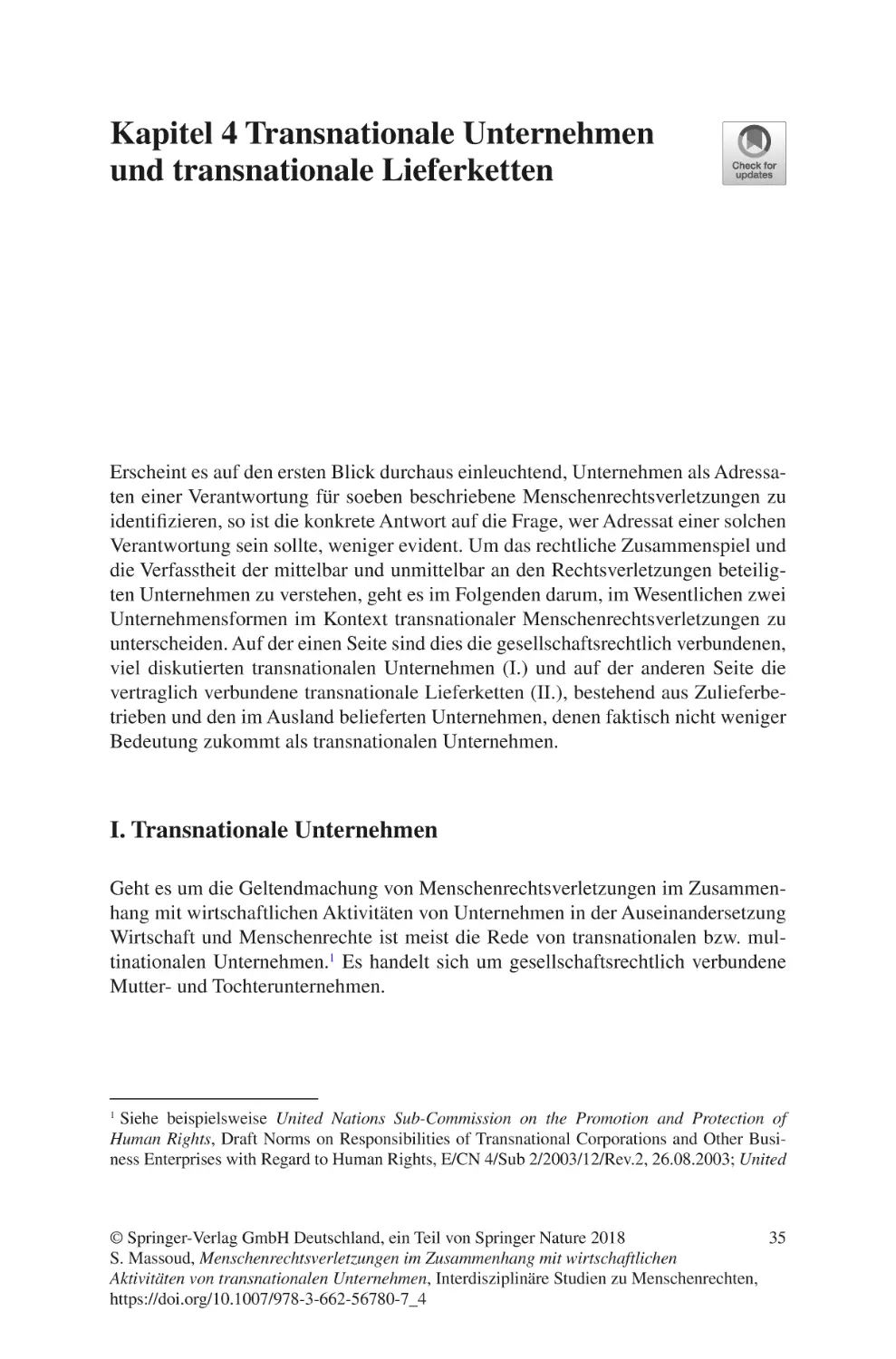 Kapitel 4 Transnationale Unternehmen und transnationale Lieferketten
I. Transnationale Unternehmen