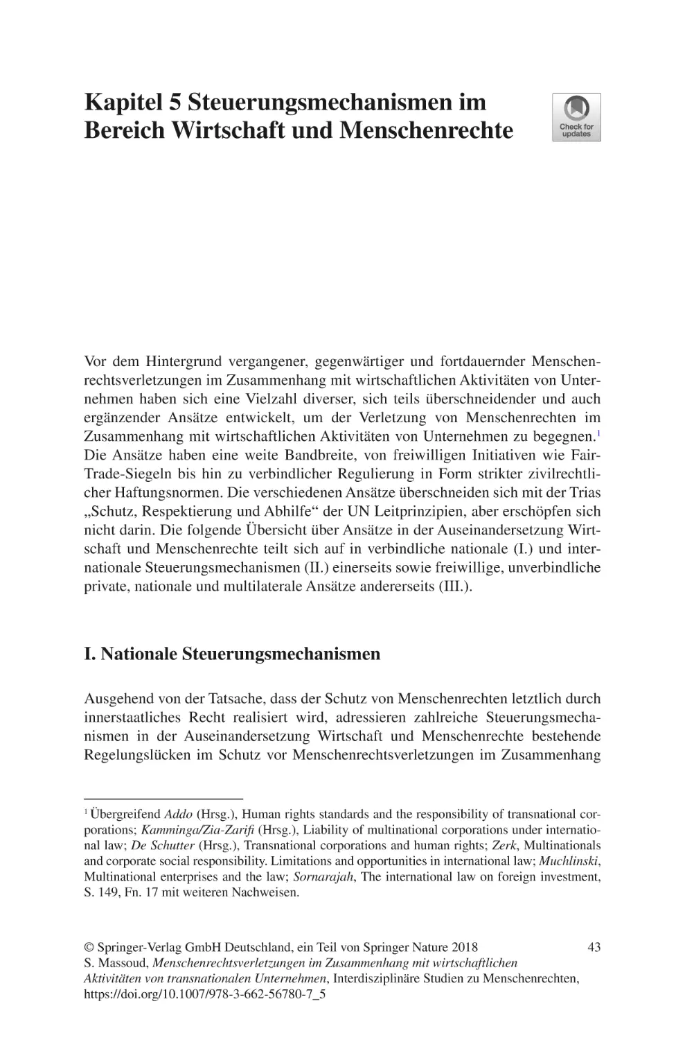 Kapitel 5 Steuerungsmechanismen im Bereich Wirtschaft und Menschenrechte
I. Nationale Steuerungsmechanismen