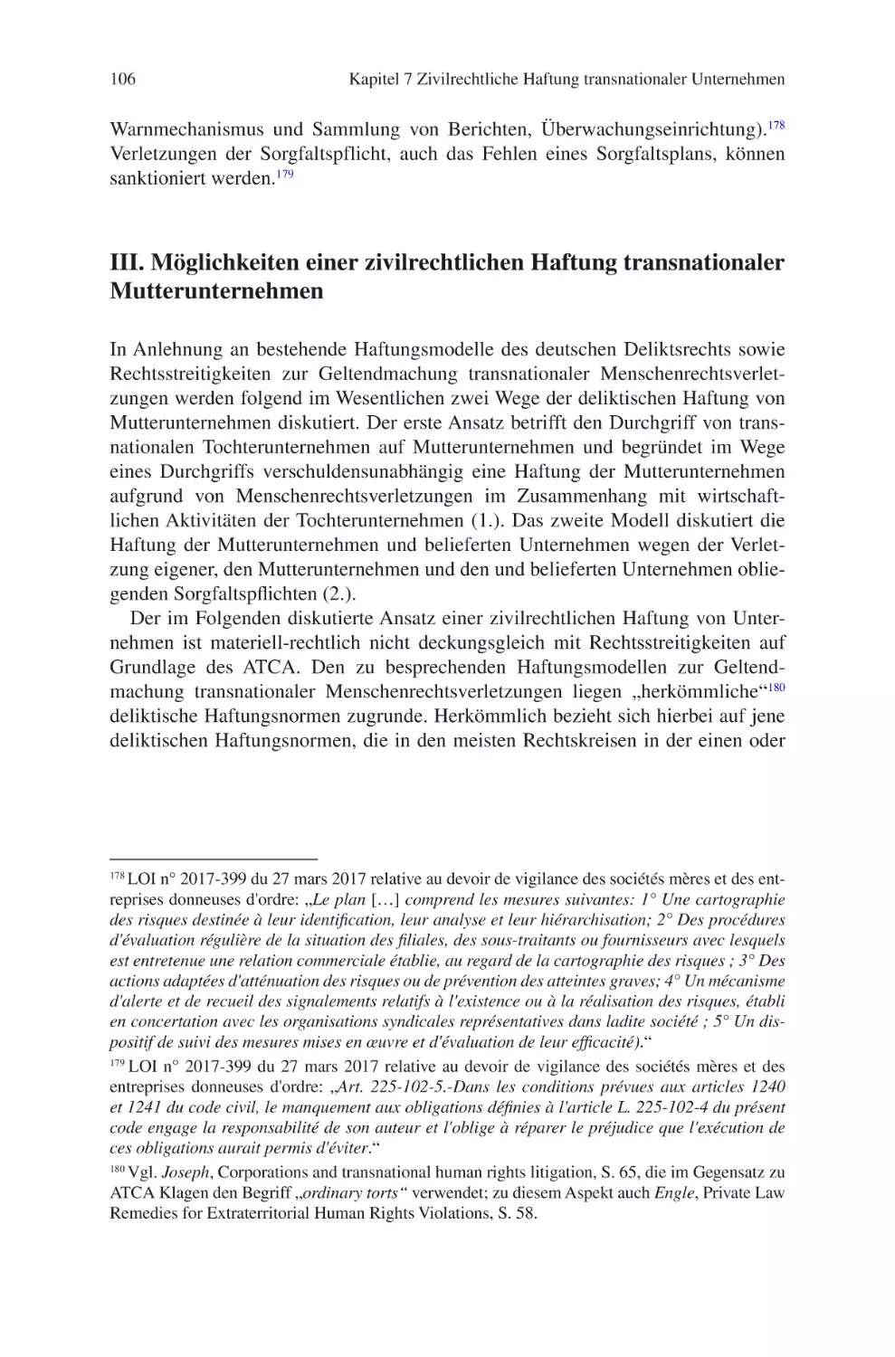 III. Möglichkeiten einer zivilrechtlichen Haftung transnationaler Mutterunternehmen