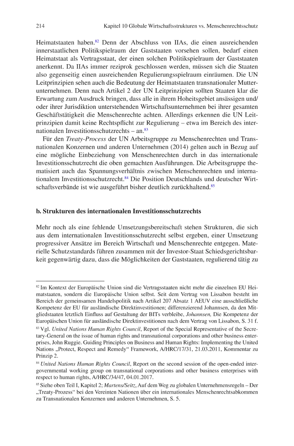 b. Strukturen des internationalen Investitionsschutzrechts