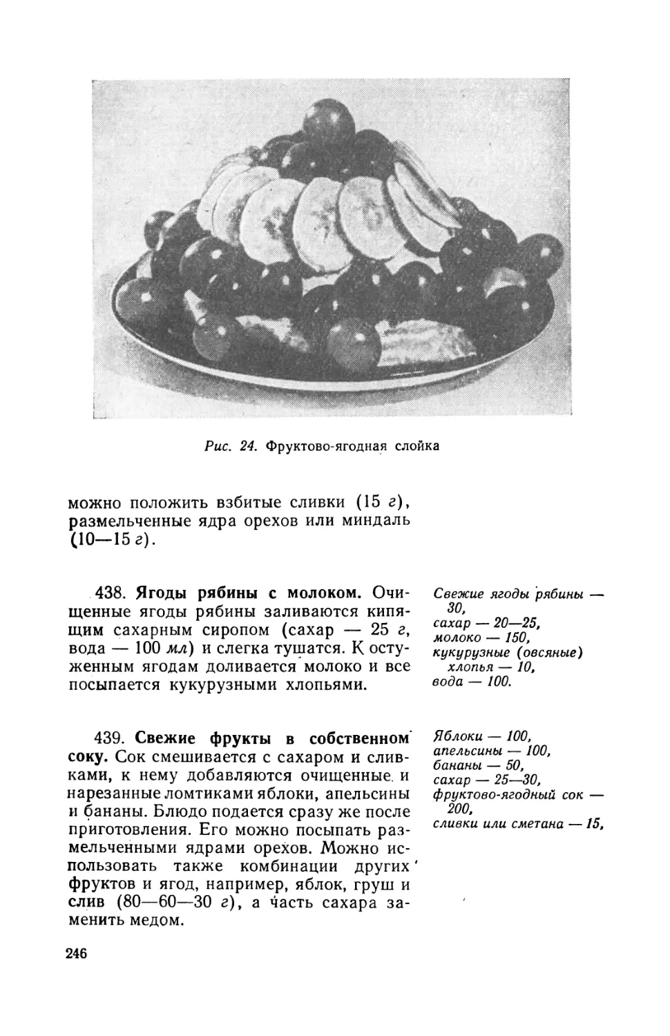 438. Ягоды рябины с молоком
439. Свежие фрукты в собственном соку