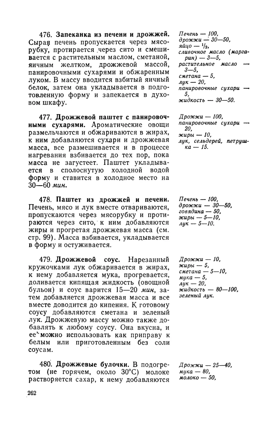 476. Запеканка из печени и дрожжей
477. Дрожжевой паштет с панировочными сухарями
478. Паштет из дрожжей и печени
479. Дрожжевой соус
480. Дрожжевые булочки