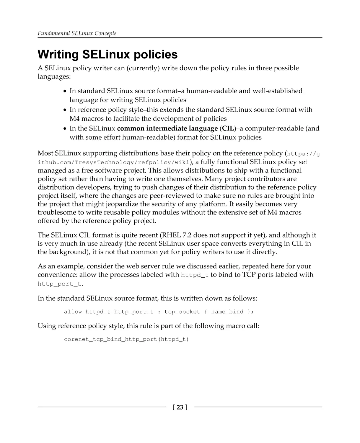 Writing SELinux policies