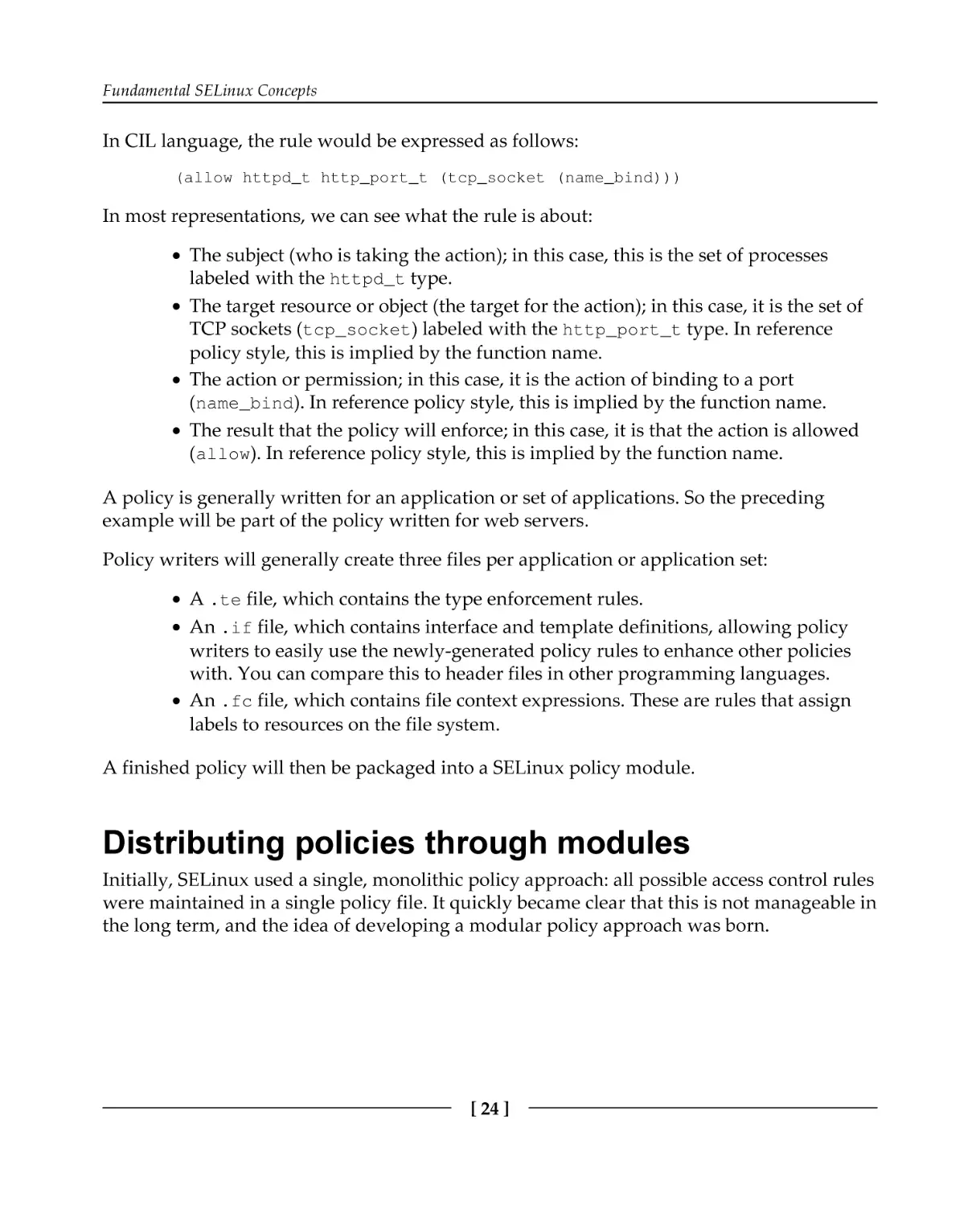 Distributing policies through modules