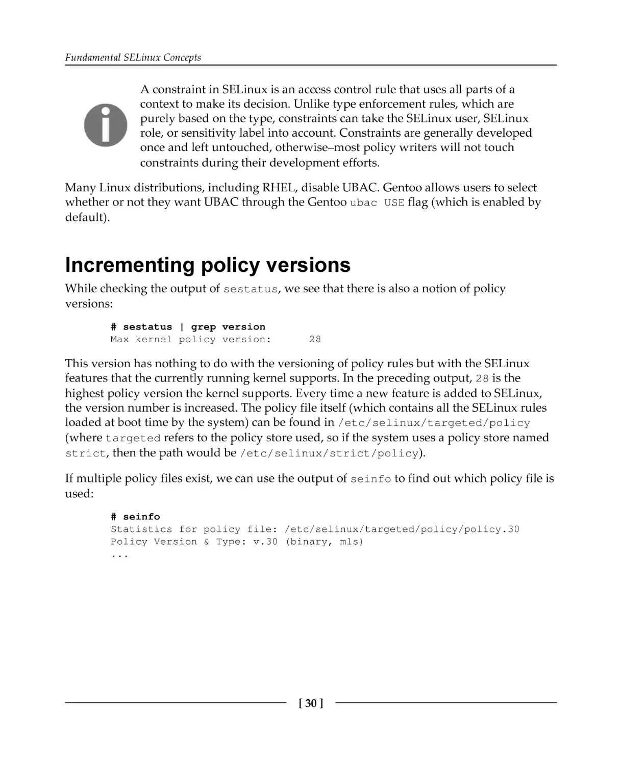 Incrementing policy versions