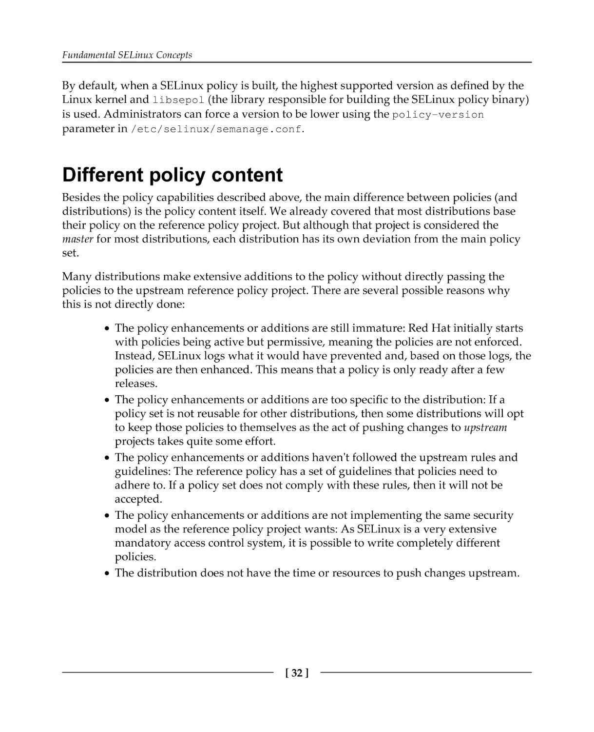 Different policy content