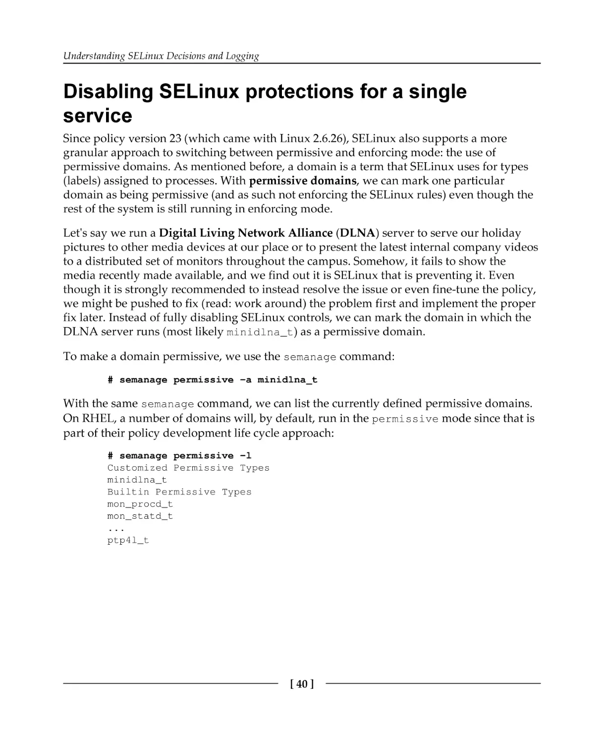 Disabling SELinux protections for a single service