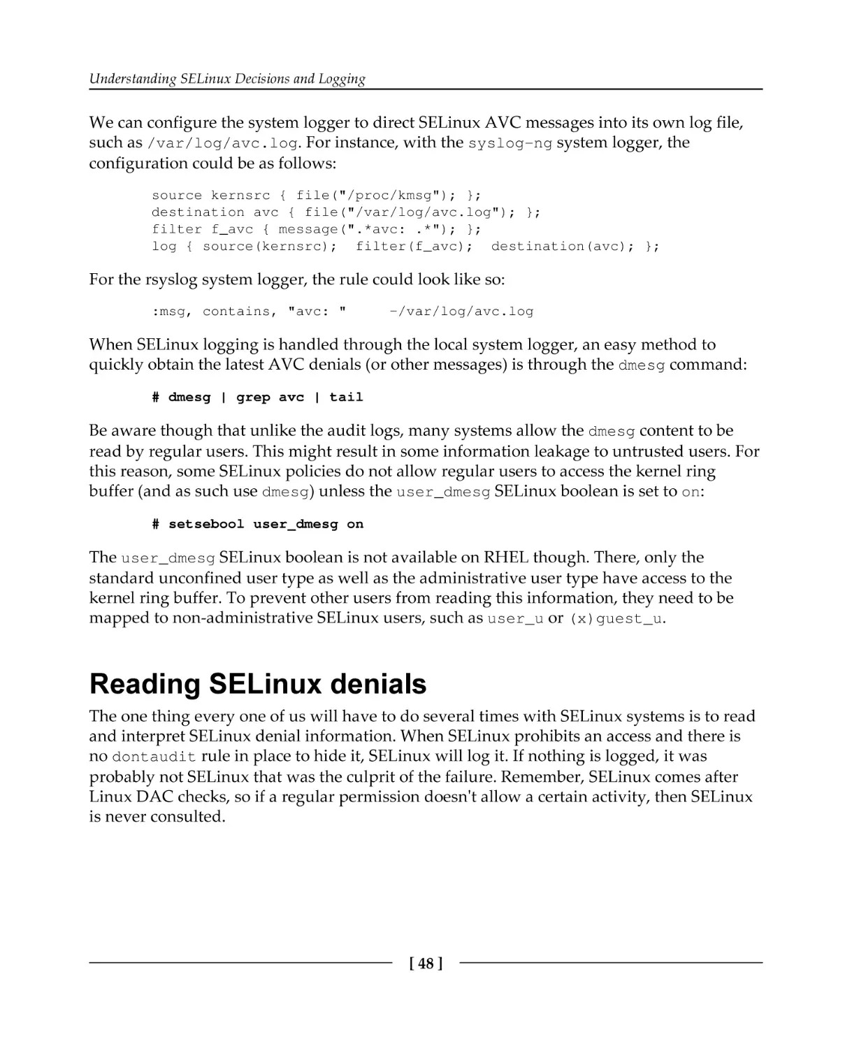 Reading SELinux denials