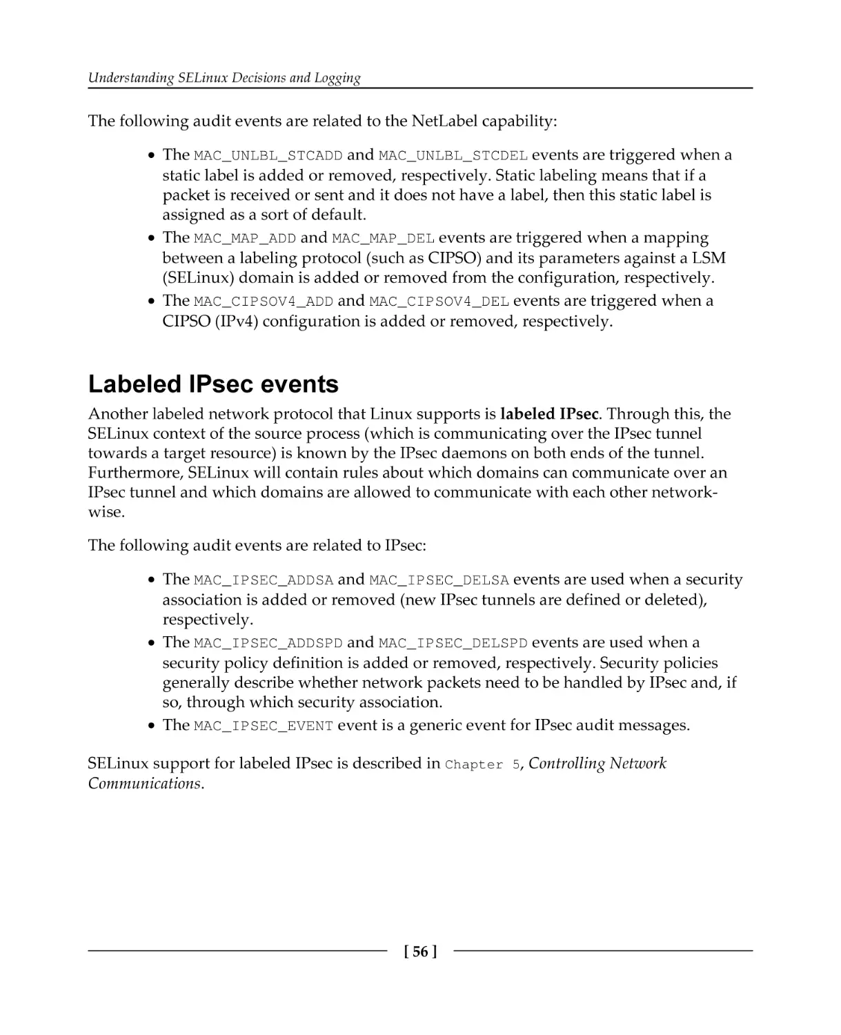 Labeled IPsec events
