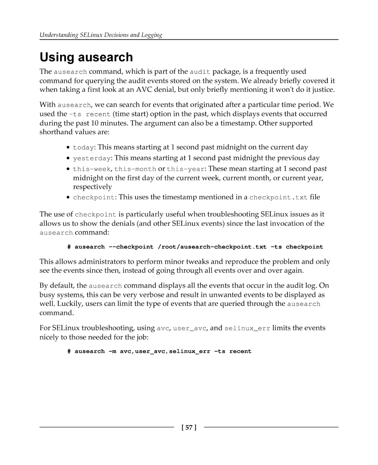Using ausearch