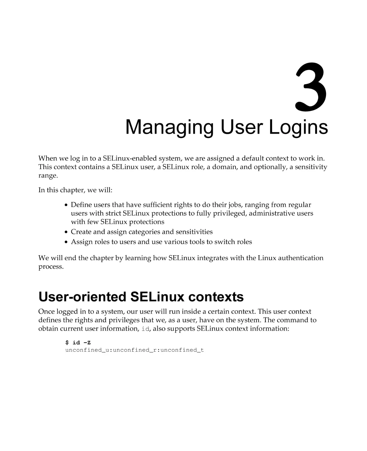 Chapter 3
User-oriented SELinux contexts