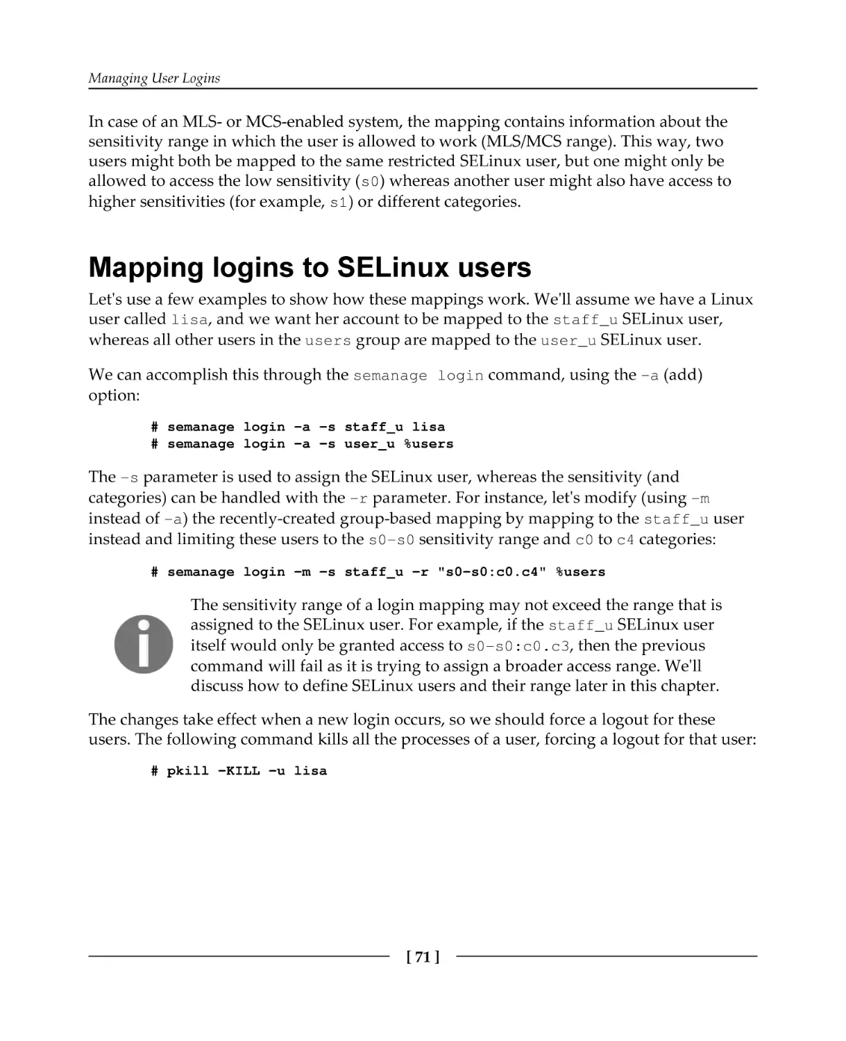 Mapping logins to SELinux users