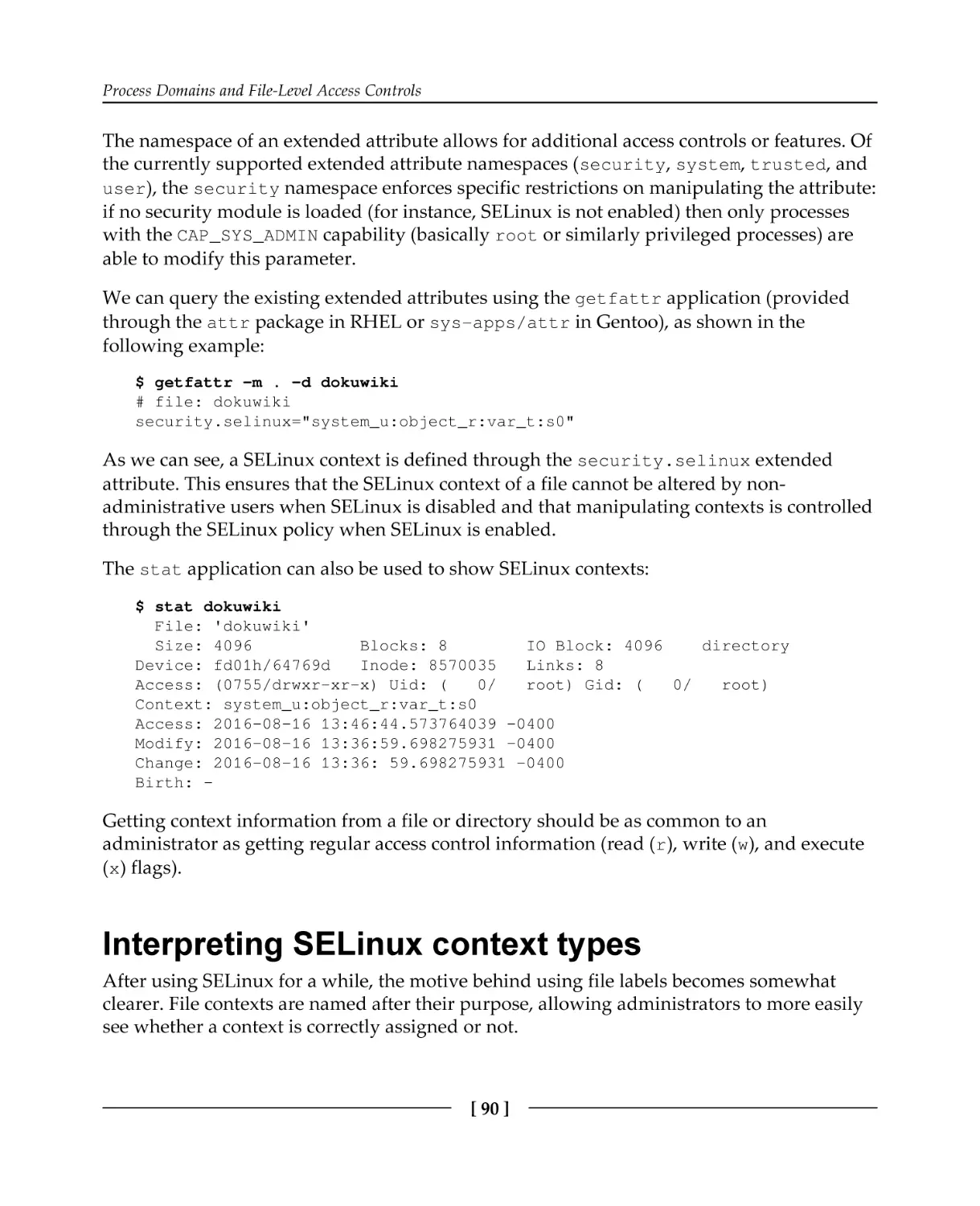 Interpreting SELinux context types