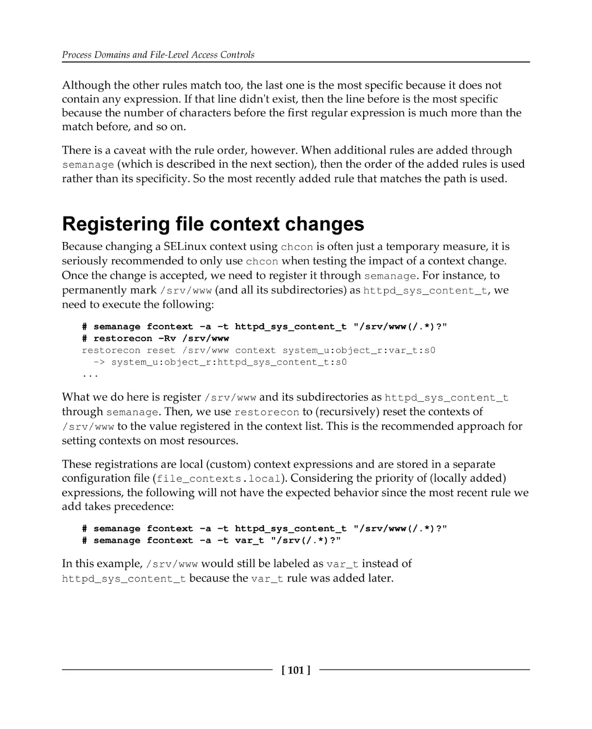 Registering file context changes