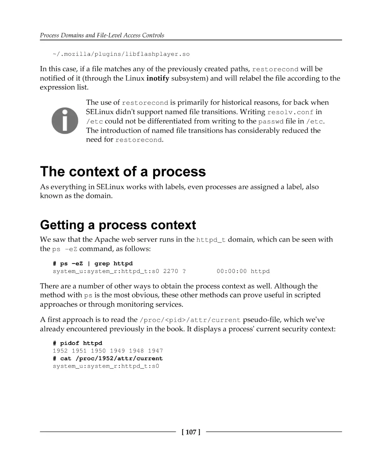 The context of a process
Getting a process context