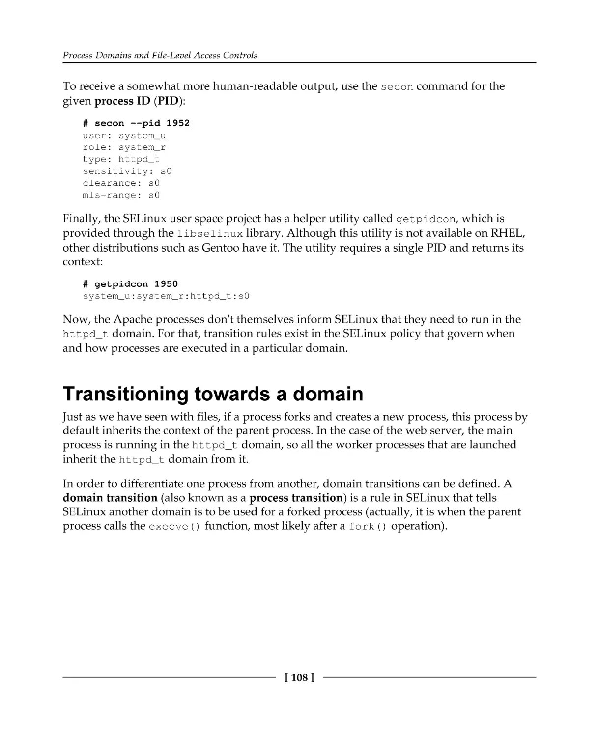 Transitioning towards a domain