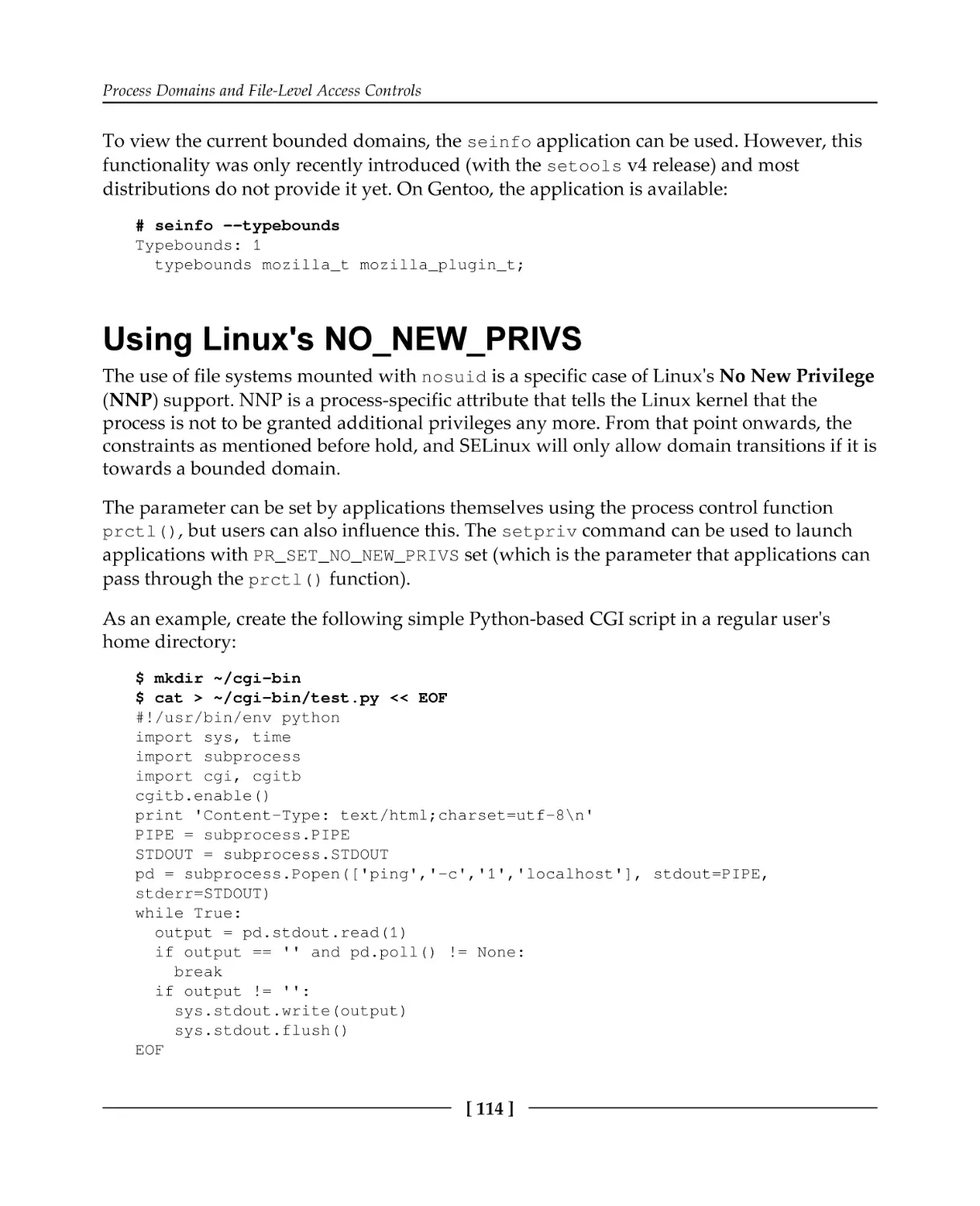 Using Linux's NO_NEW_PRIVS