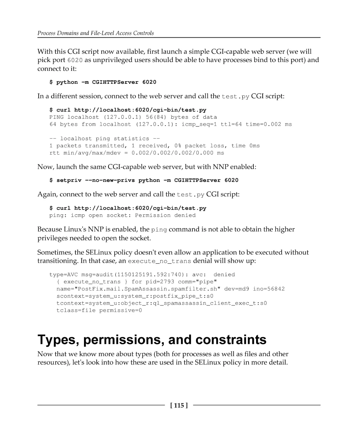 Types, permissions, and constraints