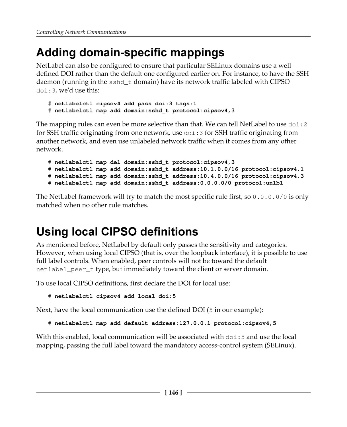 Adding domain-specific mappings
Using local CIPSO definitions