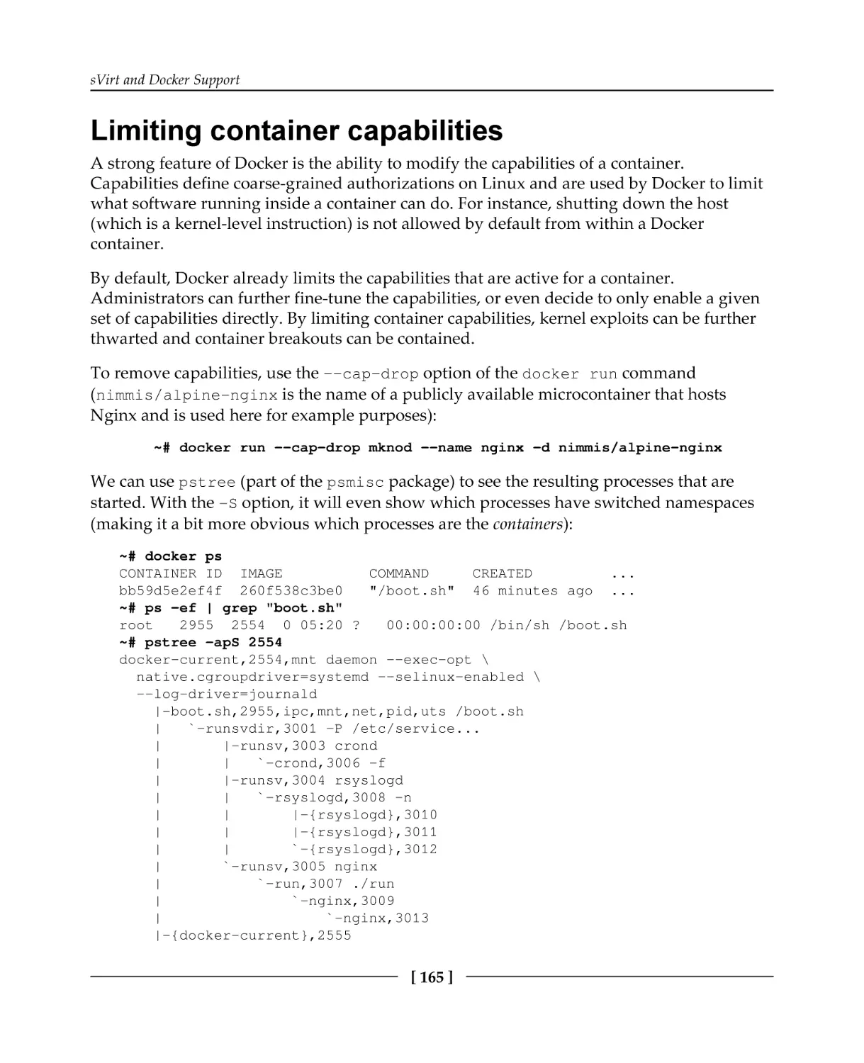 Limiting container capabilities