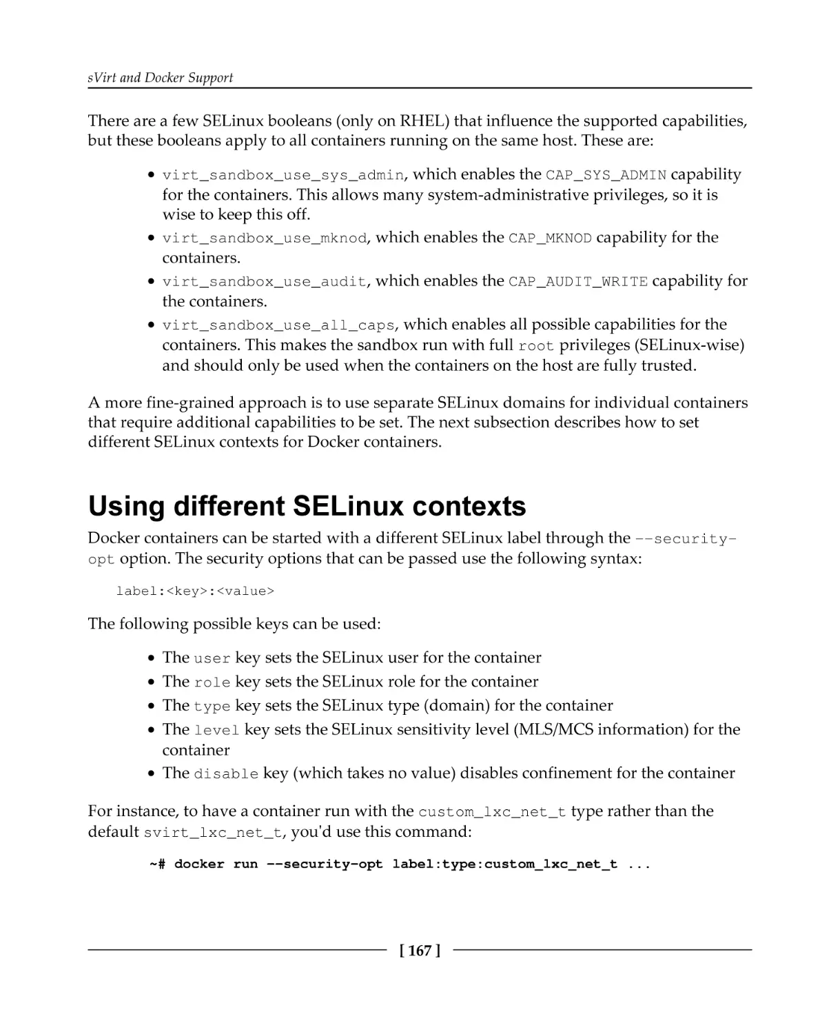 Using different SELinux contexts