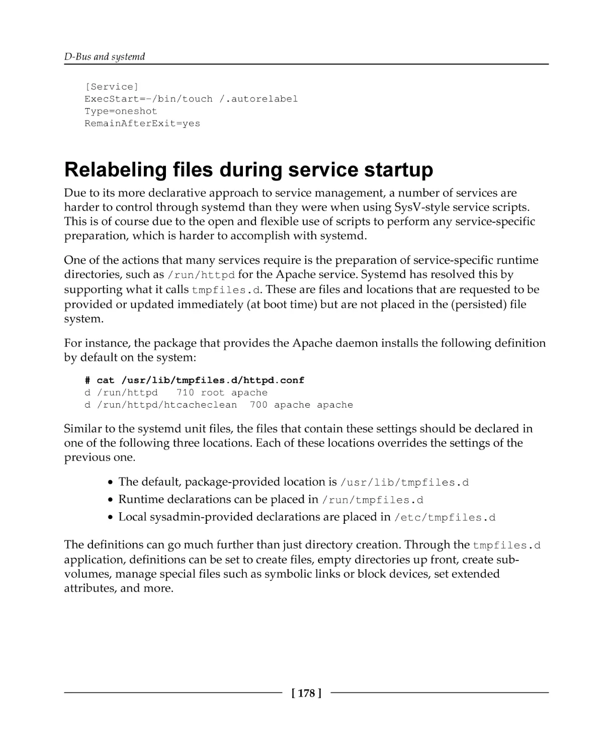 Relabeling files during service startup