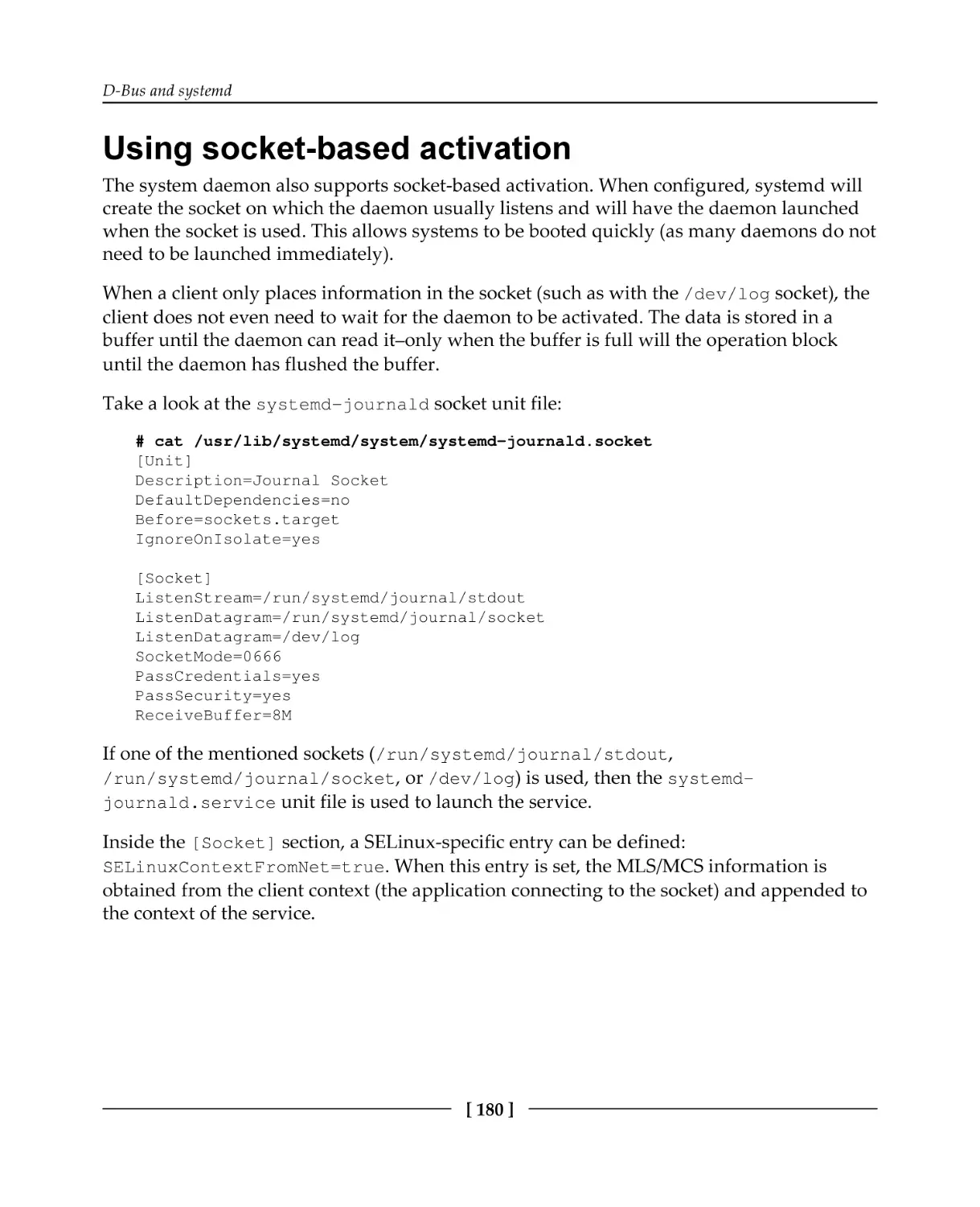 Using socket-based activation