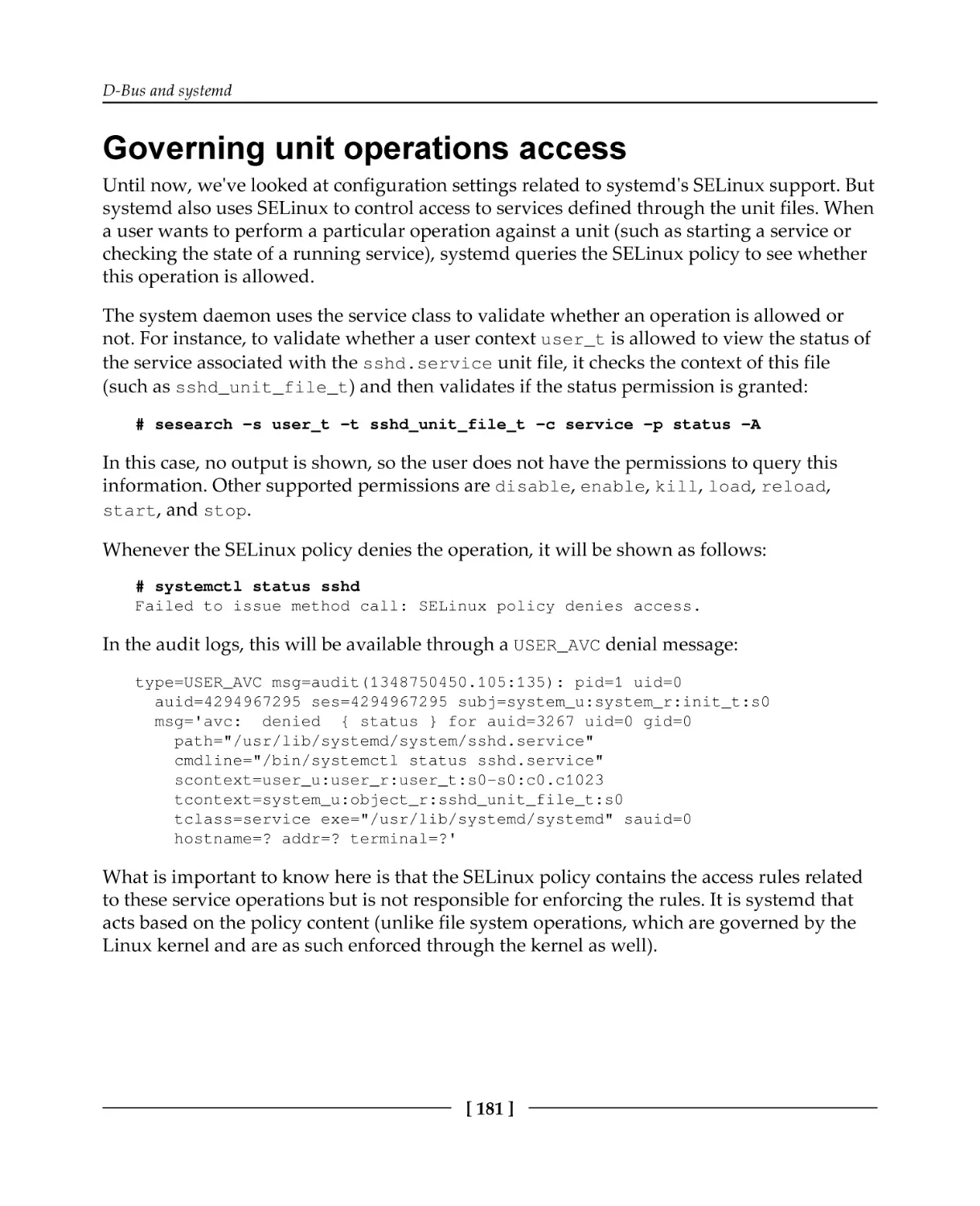 Governing unit operations access