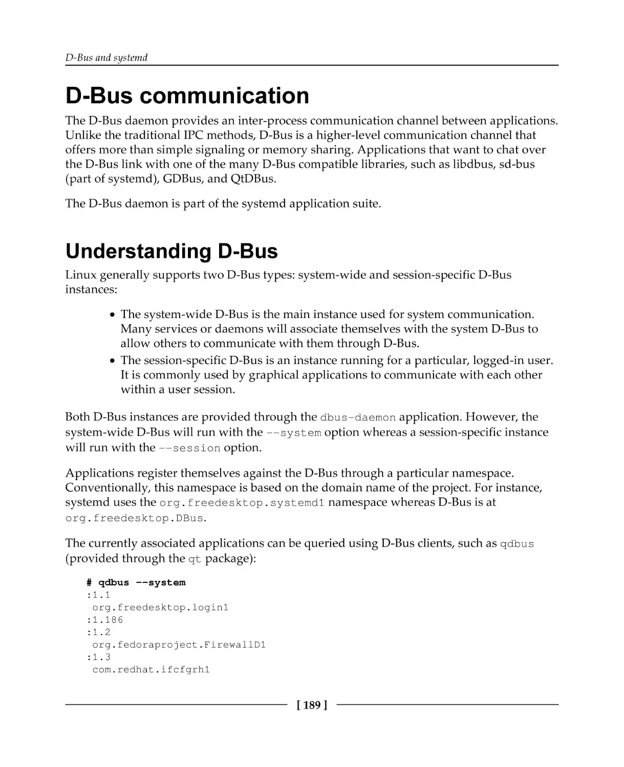 D-Bus communication
Understanding D-Bus