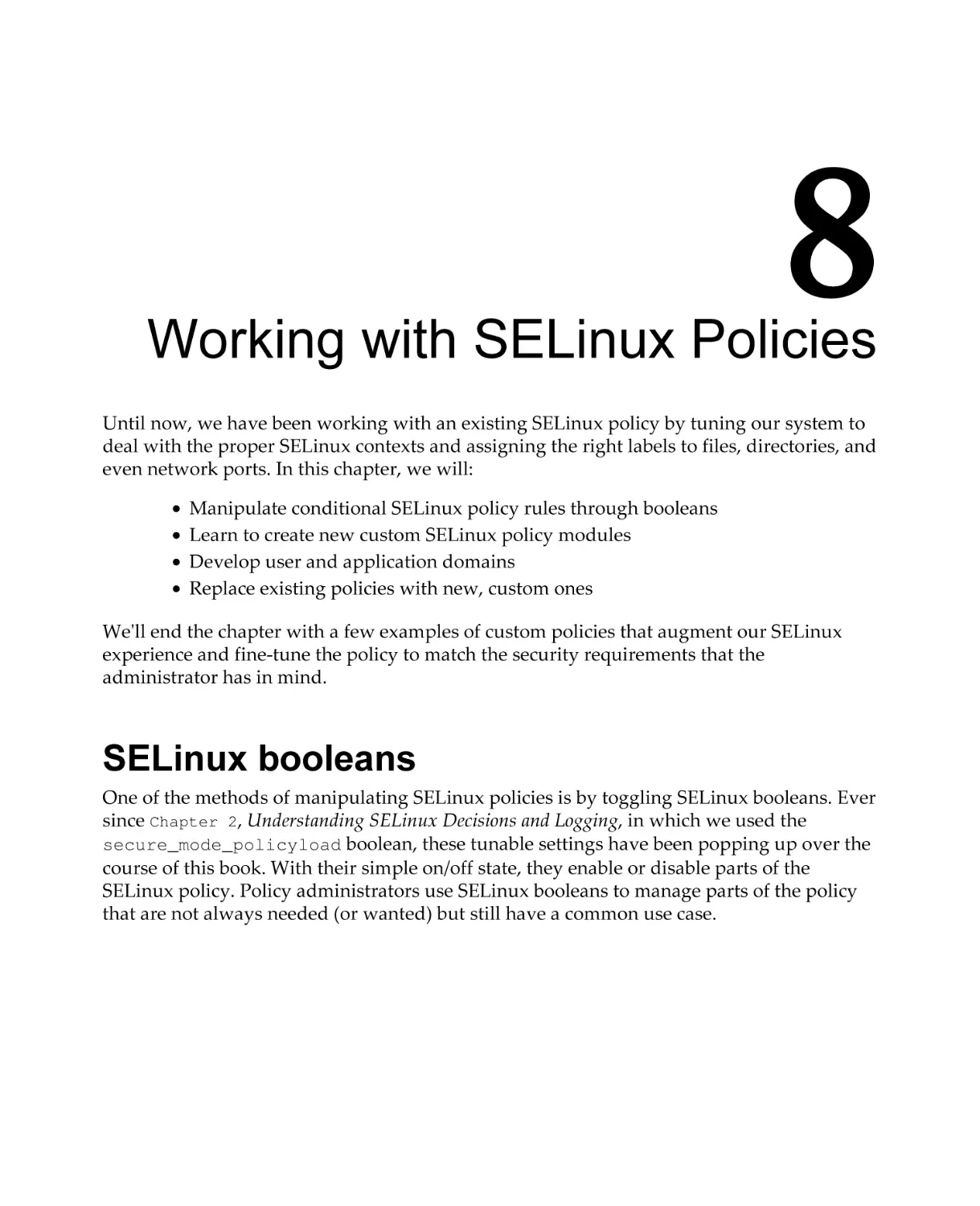 Chapter 8
SELinux booleans