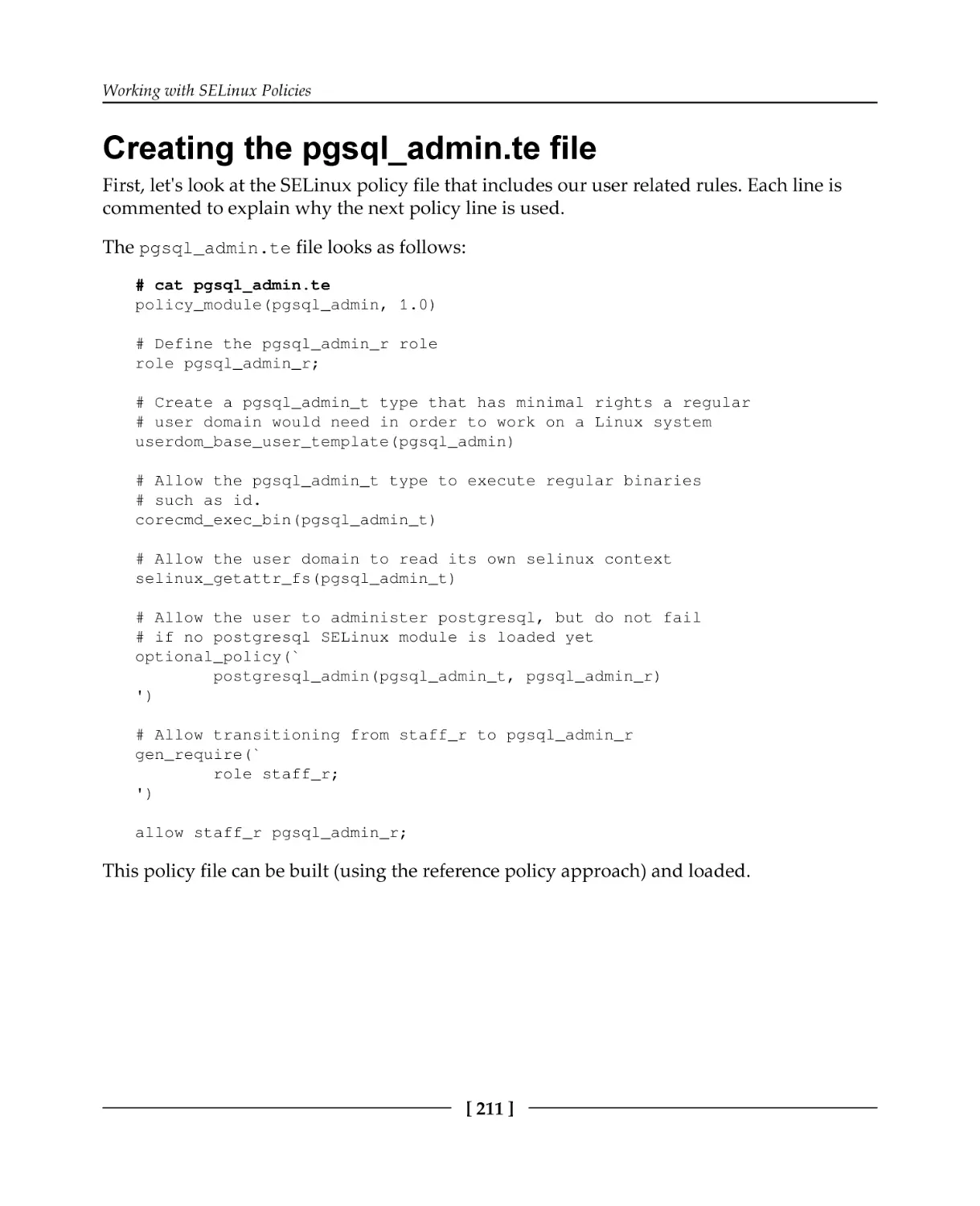 Creating the pgsql_admin.te file