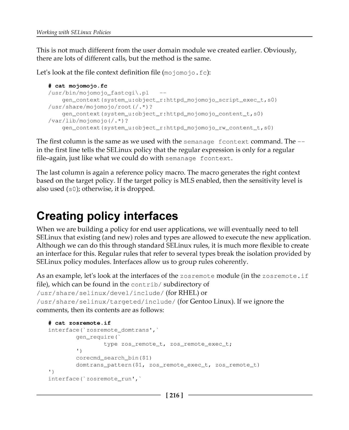 Creating policy interfaces