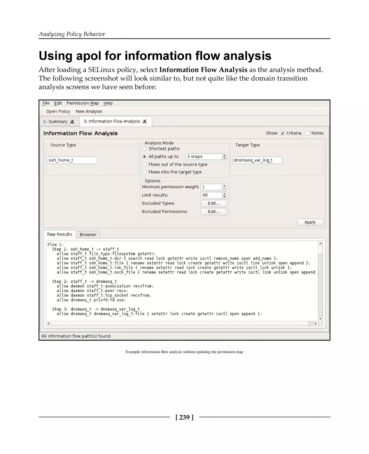 Using apol for information flow analysis