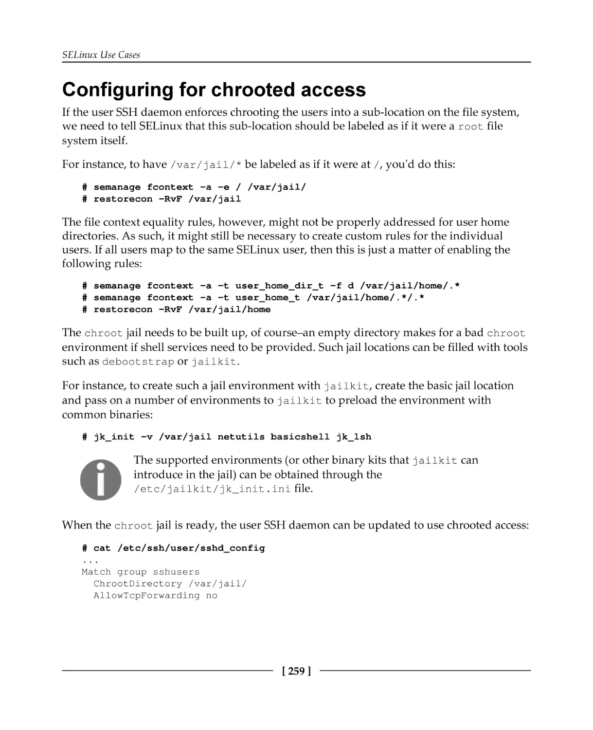 Configuring for chrooted access