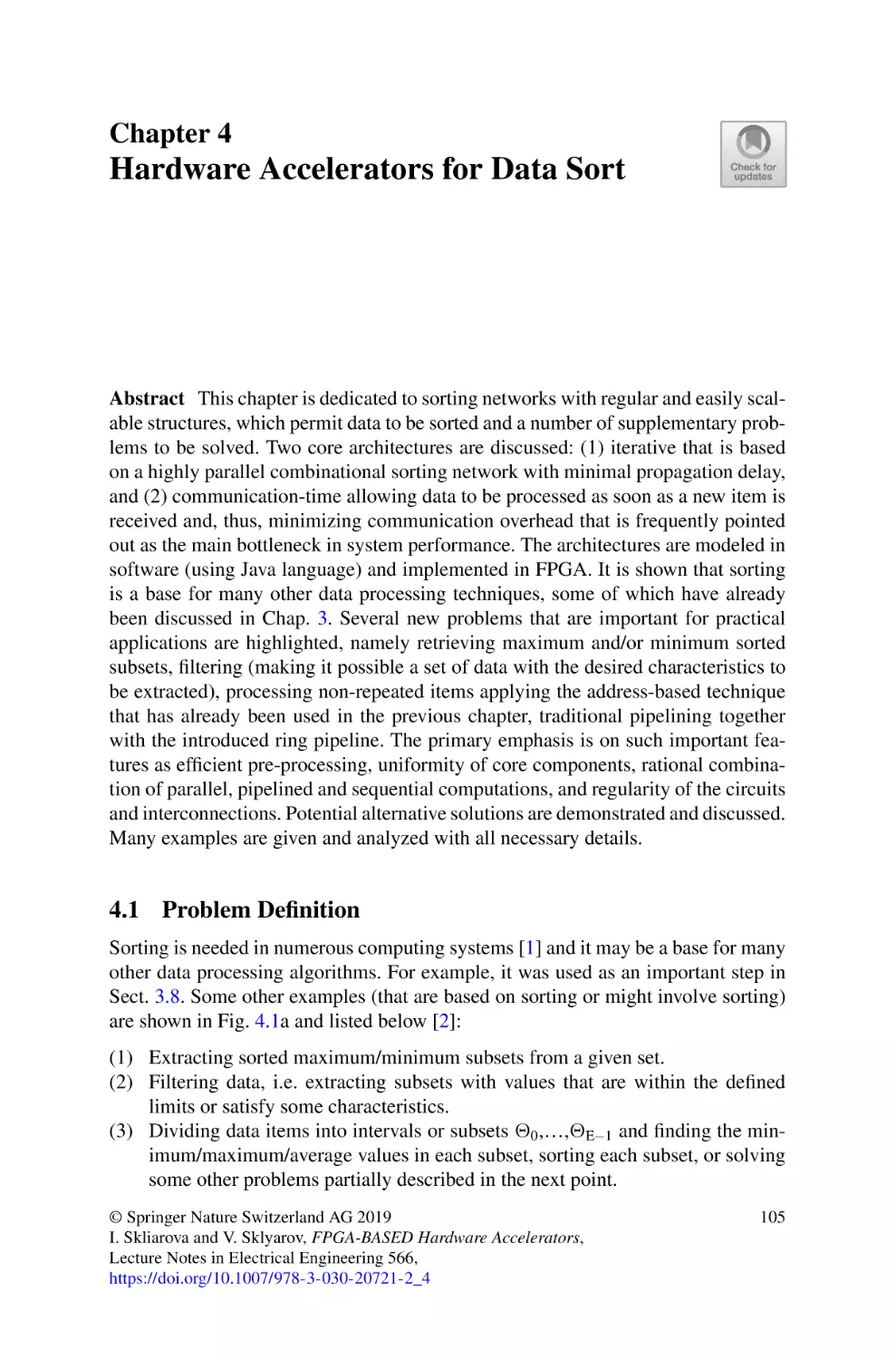 4 Hardware Accelerators for Data Sort
4.1 Problem Definition