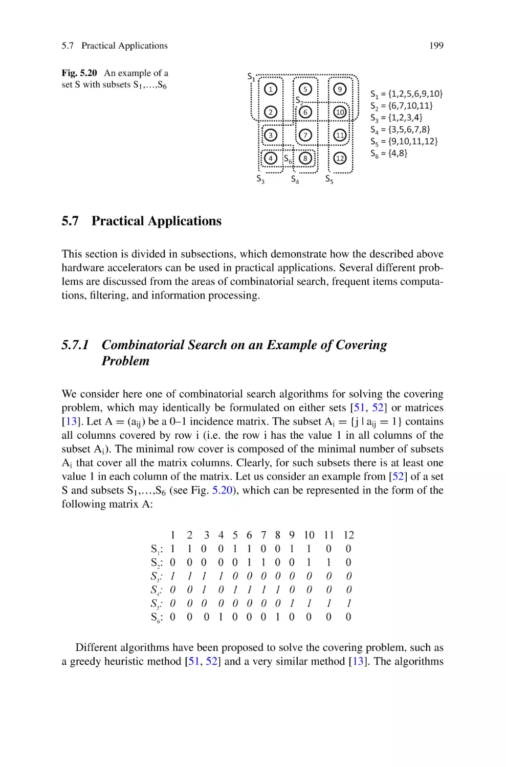 5.7 Practical Applications
5.7.1 Combinatorial Search on an Example of Covering Problem